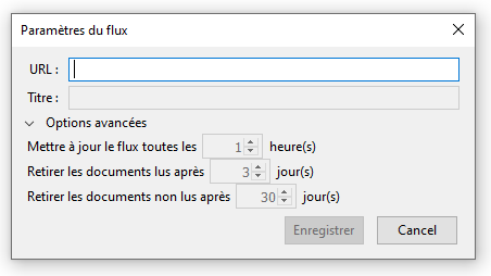 Interface d'ajout de flux