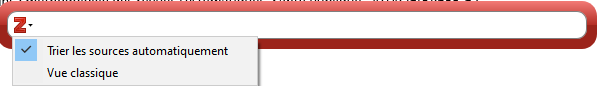 Boîte de dialogue de citation : clic sur l’icône Z et sélection de l'option "Trier les sources automatiquement"