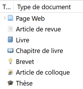 Les différents types de documents