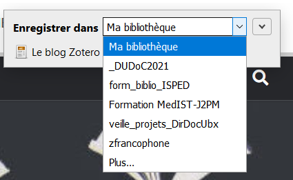 Enregistrement avec le connecteur : choix de la collection dans laquelle enregistrer le document